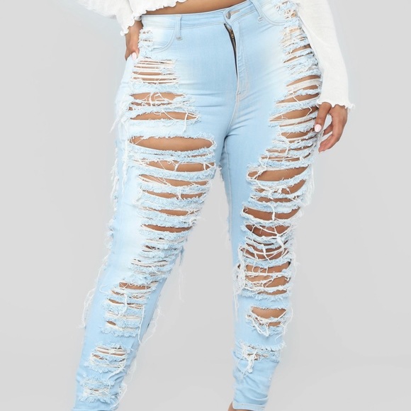 Distressed jeans light blue wash - Picture 4 of 12